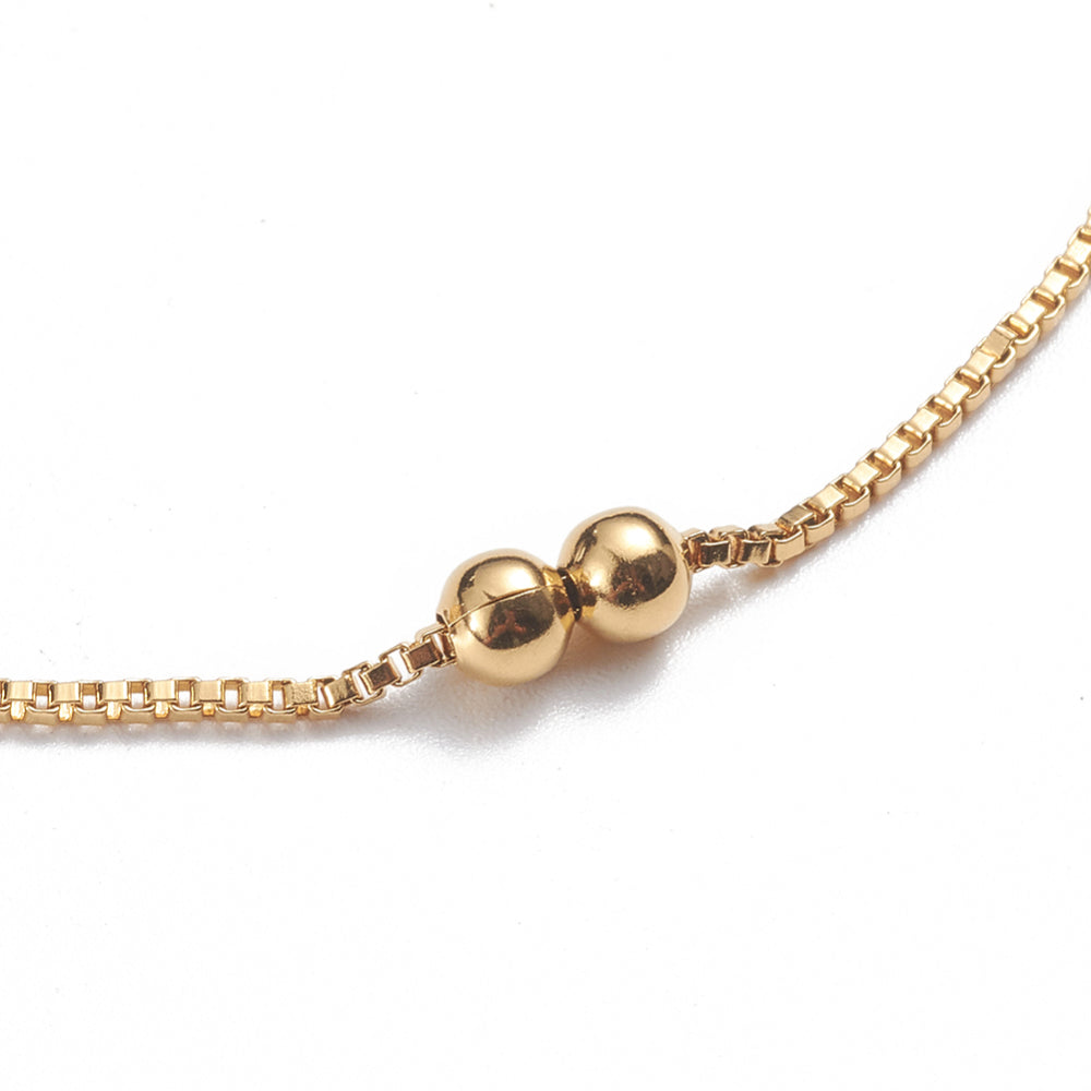 Satellite Box Chain Golden Stainless Steel Anklet