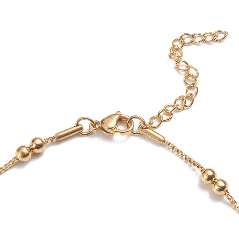 Satellite Box Chain Golden Stainless Steel Anklet