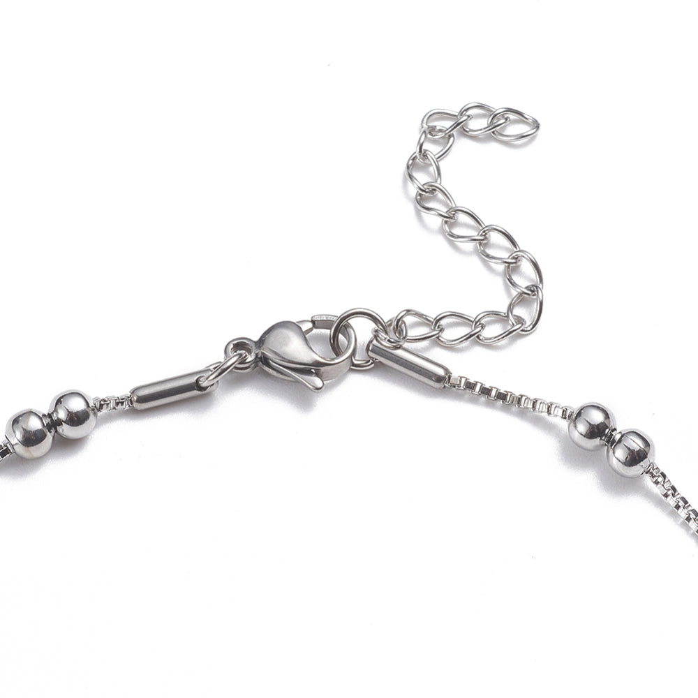 Satellite Box Chain Silver Stainless Steel Anklet