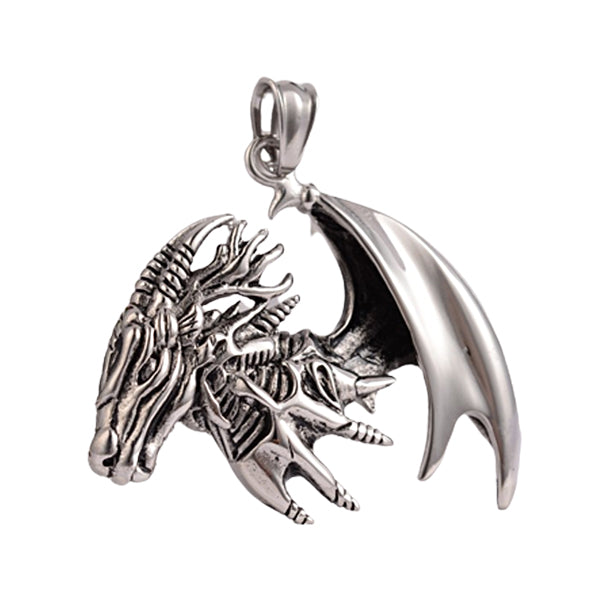 Dragon Silver Stainless Steel Box Chain Necklace