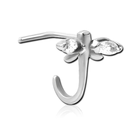 Dragonfly Clear CZ Silver Stainless Steel Nose Crawler