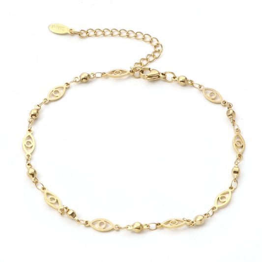 Evil Eye Golden Stainless Steel Anklet