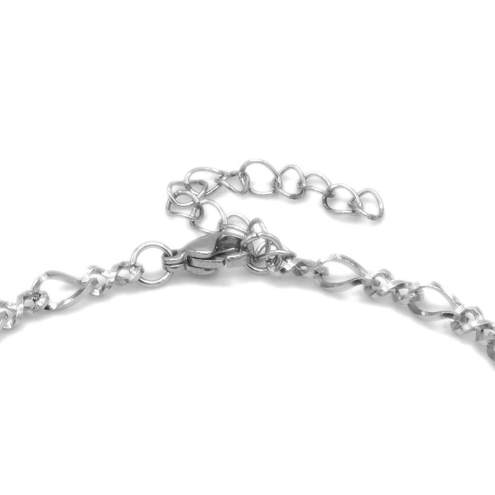 Twisted Figaro Chain Silver Stainless Steel Anklet