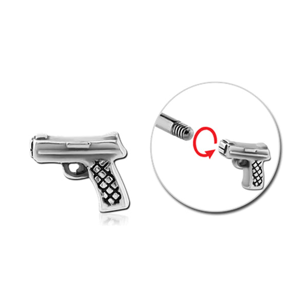 Handgun Silver Stainless Steel Externally Threaded Attachment