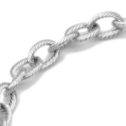Textured Oval Cable Chain Silver Stainless Steel Anklet
