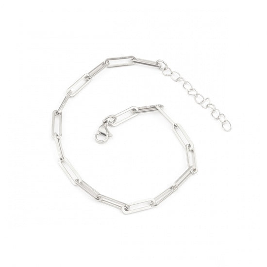 Paperclip Chain Silver Stainless Steel Anklet