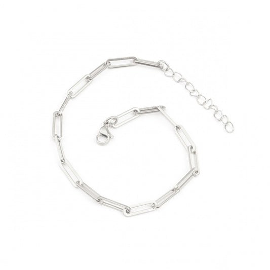 Paperclip Chain Silver Stainless Steel Anklet