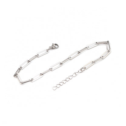 Paperclip Chain Silver Stainless Steel Anklet