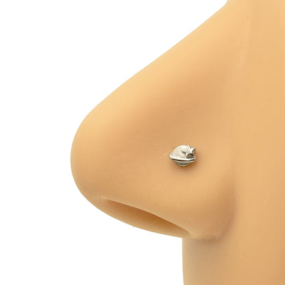 Planet Star Silver Stainless Steel Curved Screw Nose Stud