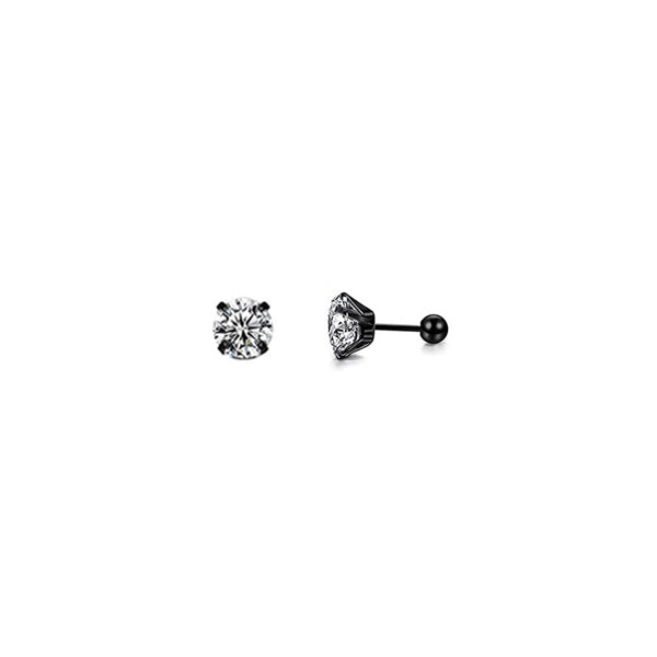 Round Clear CZ Black Stainless Steel Tragus Cartilage Helix Ear Stud