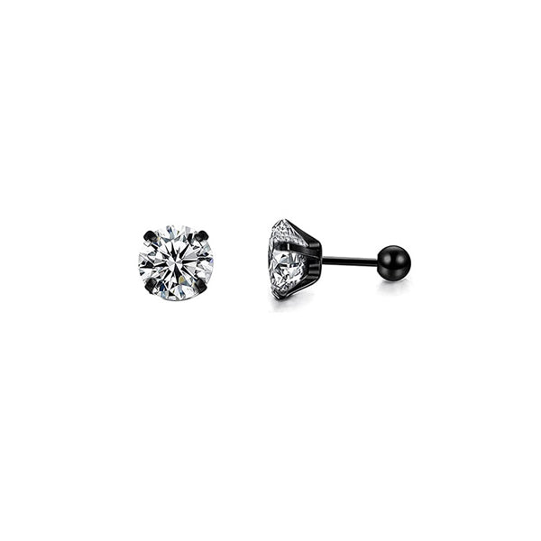 Round Clear CZ Black Stainless Steel Tragus Cartilage Helix Ear Stud