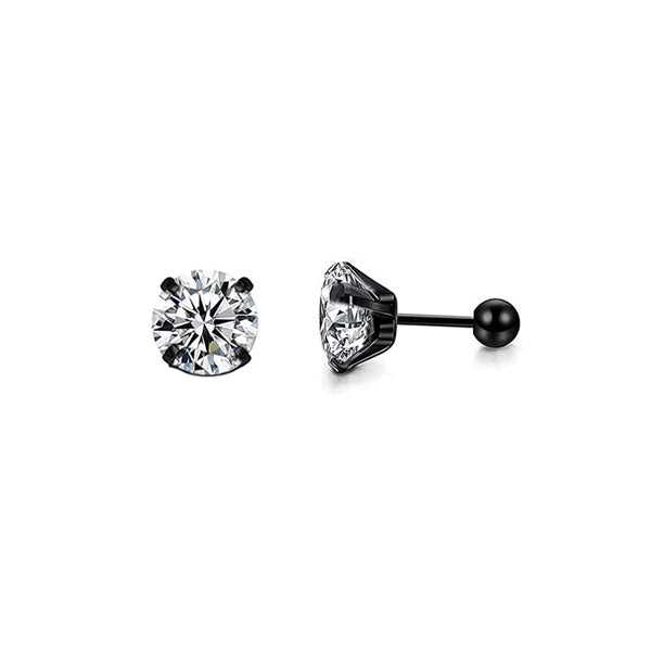 Round Clear CZ Black Stainless Steel Tragus Cartilage Helix Ear Stud