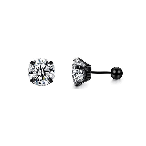 Round Clear CZ Black Stainless Steel Tragus Cartilage Helix Ear Stud