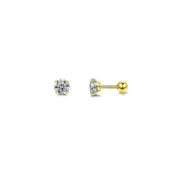 Round Clear CZ Golden Stainless Steel Tragus Cartilage Helix Ear Stud