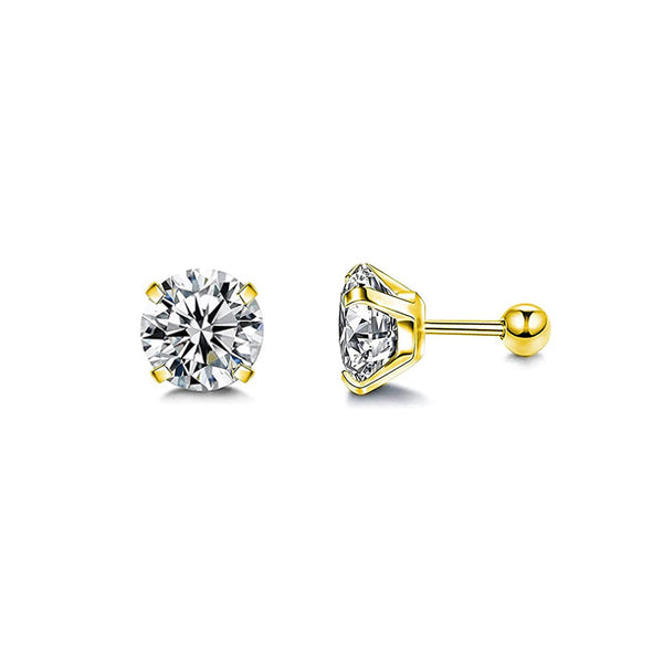 Round Clear CZ Golden Stainless Steel Tragus Cartilage Helix Ear Stud