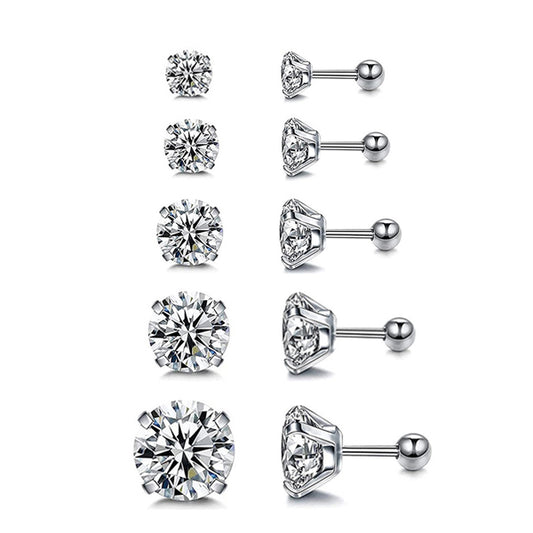 Round Clear CZ Silver Stainless Steel Tragus Cartilage Helix Ear Stud