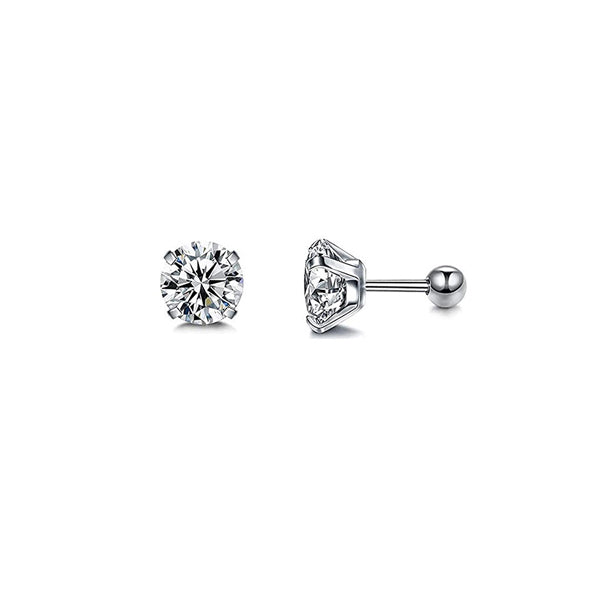 Round Clear CZ Silver Stainless Steel Tragus Cartilage Helix Ear Stud