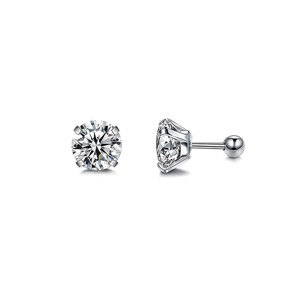 Round Clear CZ Silver Stainless Steel Tragus Cartilage Helix Ear Stud