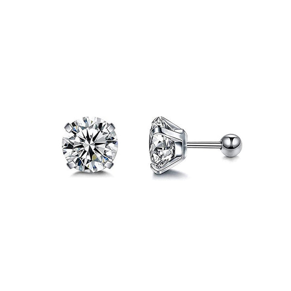 Round Clear CZ Silver Stainless Steel Tragus Cartilage Helix Ear Stud