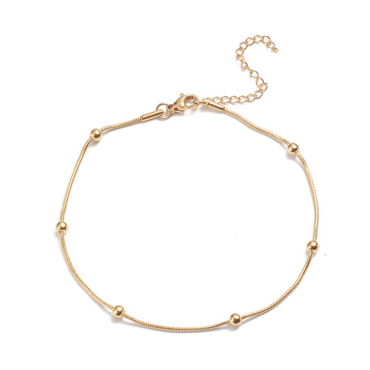 Satellite Snake Chain Golden Stainless Steel Anklet