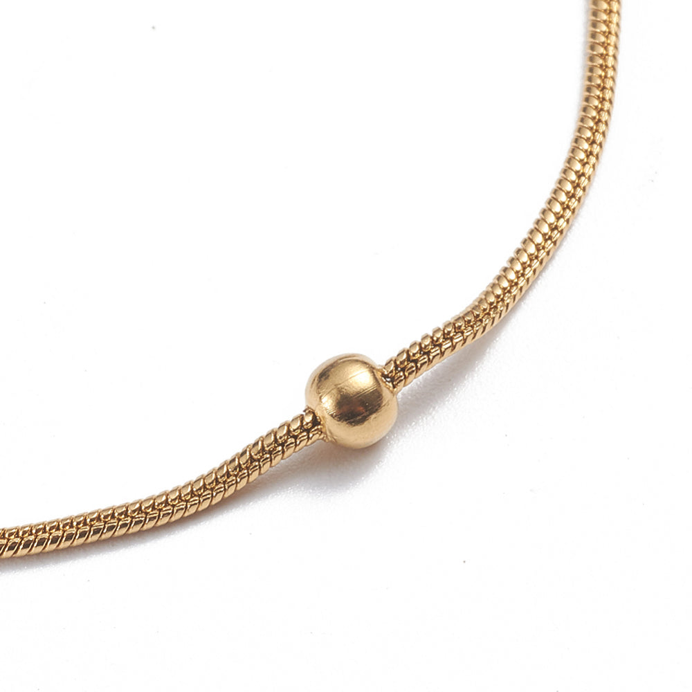 Satellite Snake Chain Golden Stainless Steel Anklet