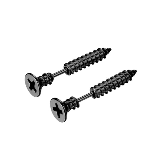 Screw Black Stainless Steel Stud Earrings