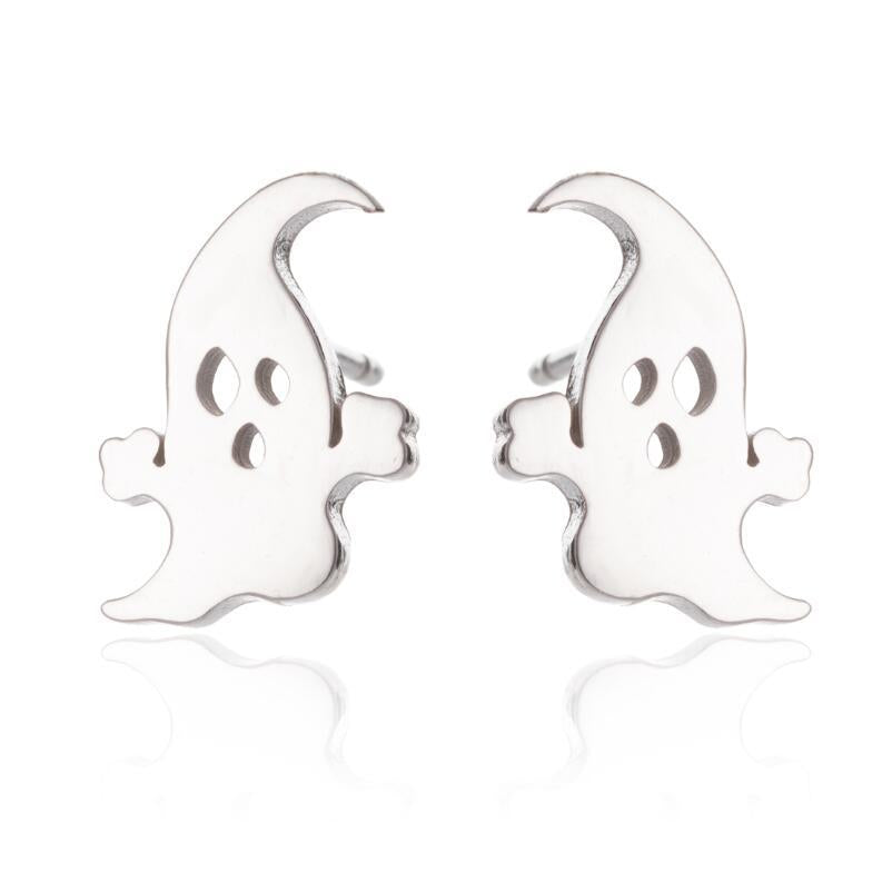 Ghost Silver Stainless Steel Stud Earrings