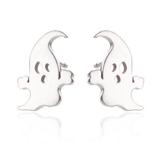 Ghost Silver Stainless Steel Stud Earrings