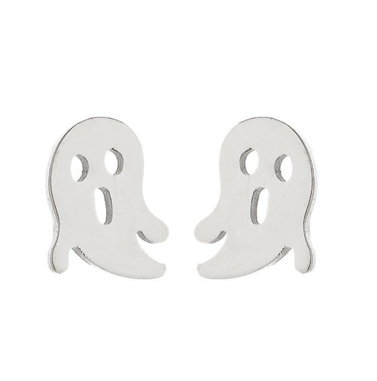 Ghost Silver Stainless Steel Stud Earrings