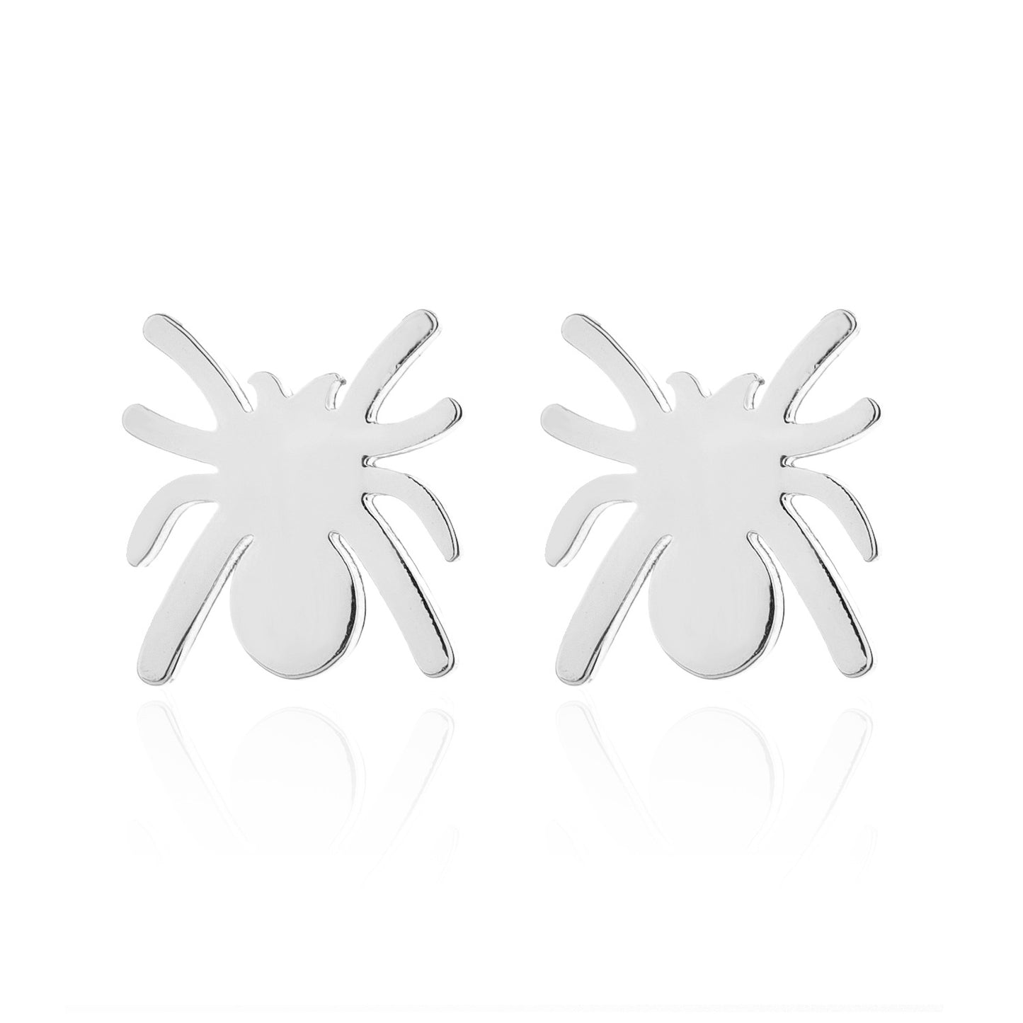 Spider Silver Stainless Steel Stud Earrings