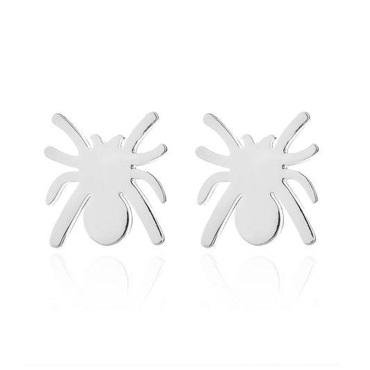 Spider Silver Stainless Steel Stud Earrings