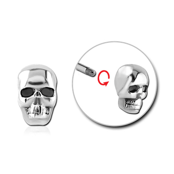 Skull Silver Stainless Steel Externally Threaded Attachment