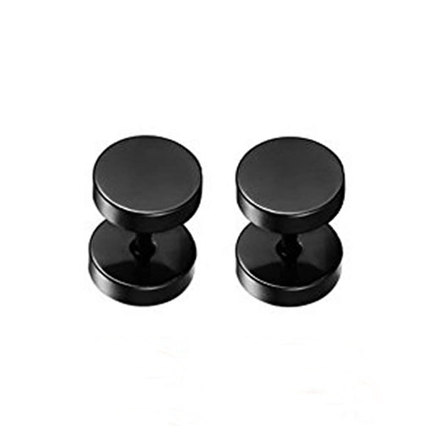 Round Black Stainless Steel Fake Ear Plugs 5|8|10mm