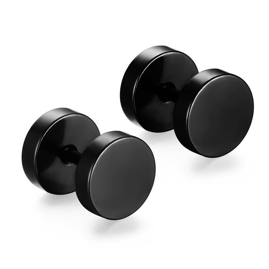 Round Black Stainless Steel Fake Ear Plugs 5|8|10mm