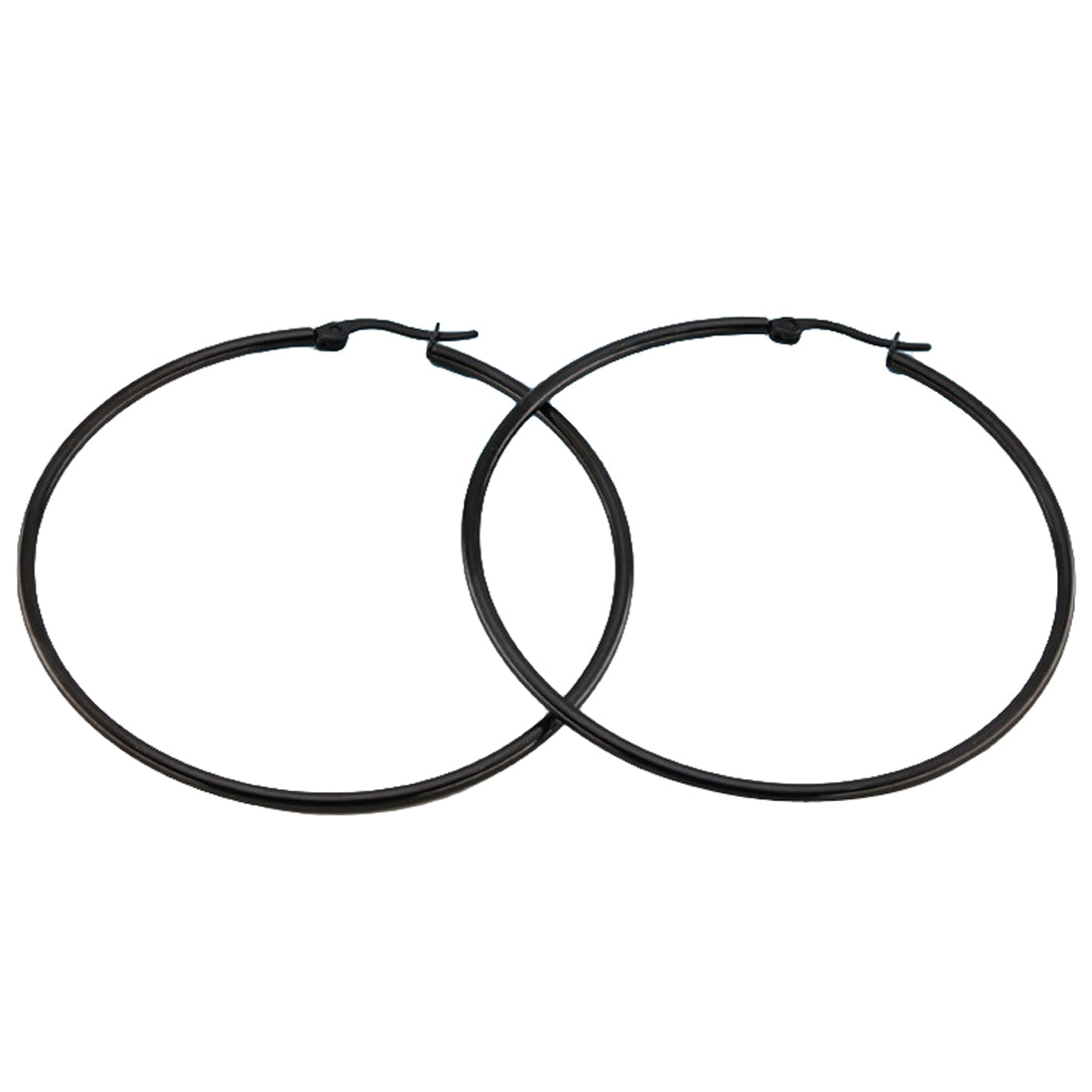 Round Black Stainless Steel Hoop Earrings 10|20|25|30|40|50|60|70mm