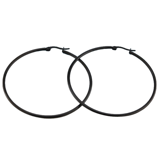 Round Black Stainless Steel Hoop Earrings 10|20|25|30|40|50|60|70mm