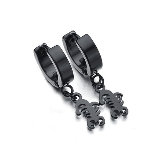 Scorpion Black Stainless Steel Huggie Hoop Earrings