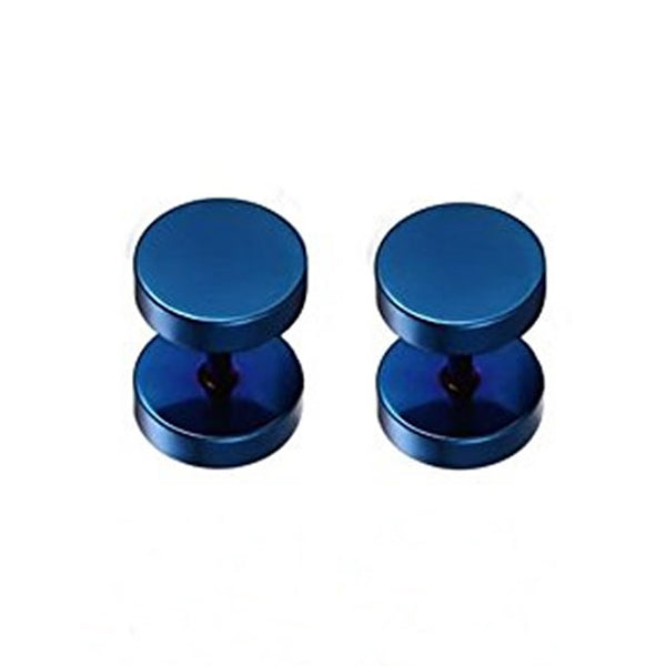 Round Blue Stainless Steel Fake Ear Plugs 5|6|8|10mm