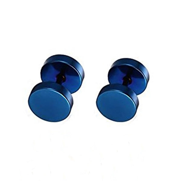Round Blue Stainless Steel Fake Ear Plugs 5|6|8|10mm