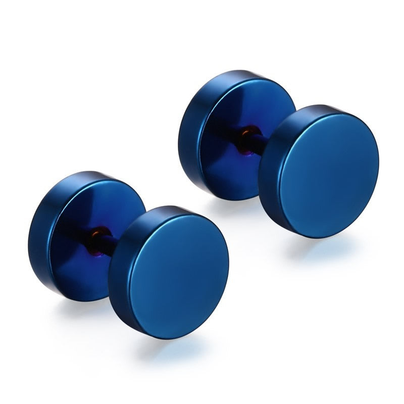 Round Blue Stainless Steel Fake Ear Plugs 5|6|8|10mm