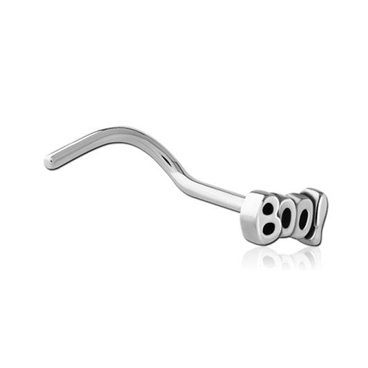 Boo Words Silver Stainless Steel Curved Screw Nose Stud