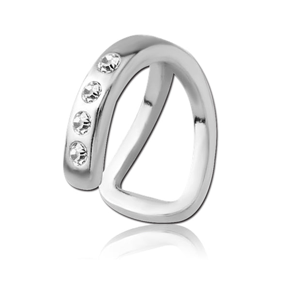 Clear CZ Silver Stainless Steel Lip Cuff Ring