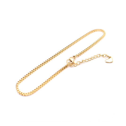 Box Chain Golden Stainless Steel Anklet