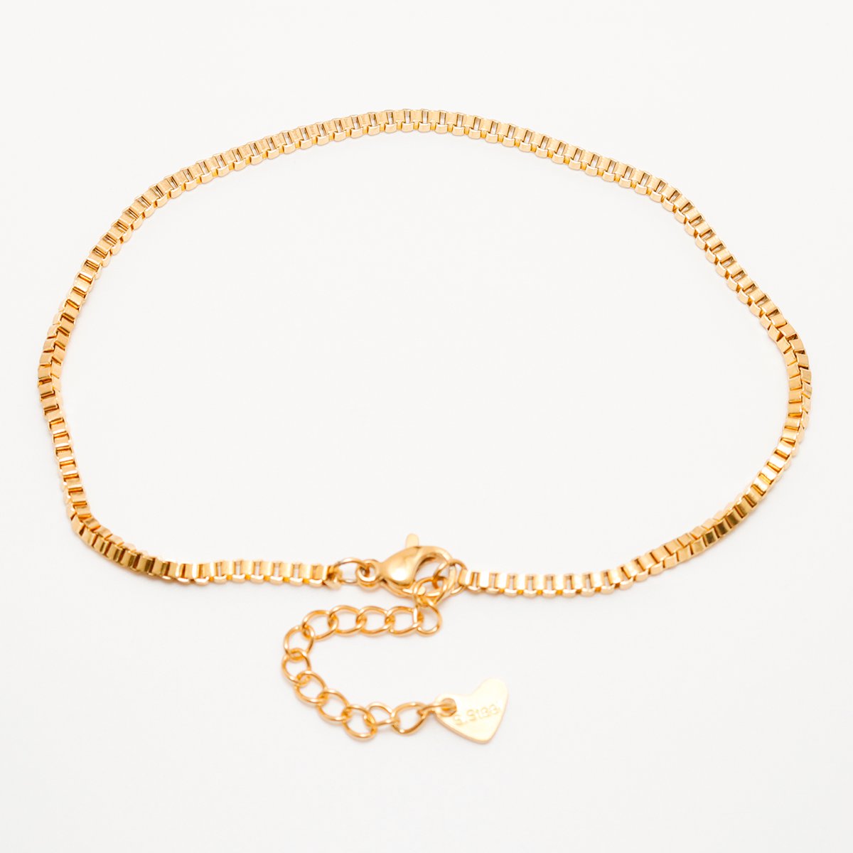Box Chain Golden Stainless Steel Anklet