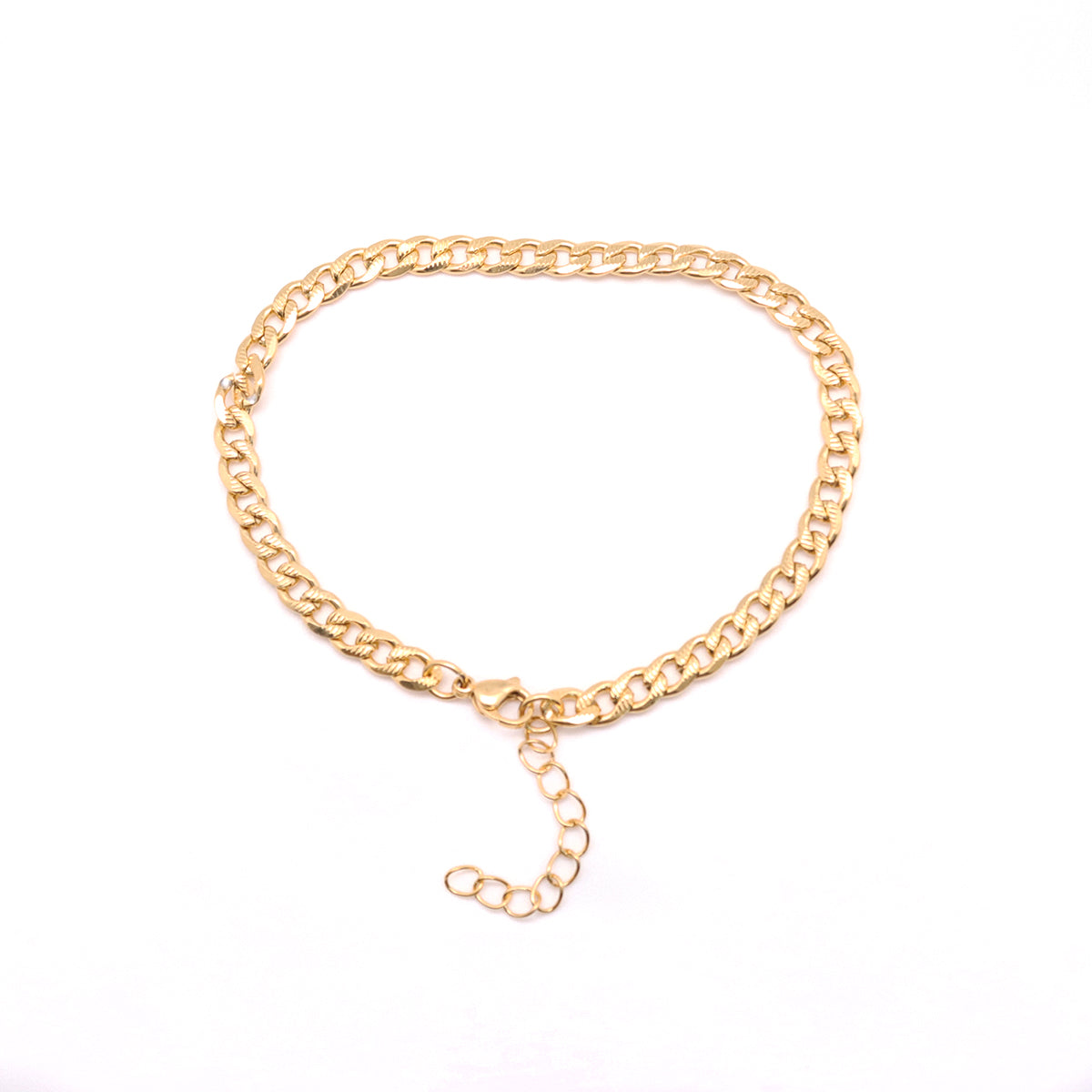 Curb Chain Golden Stainless Steel Anklet