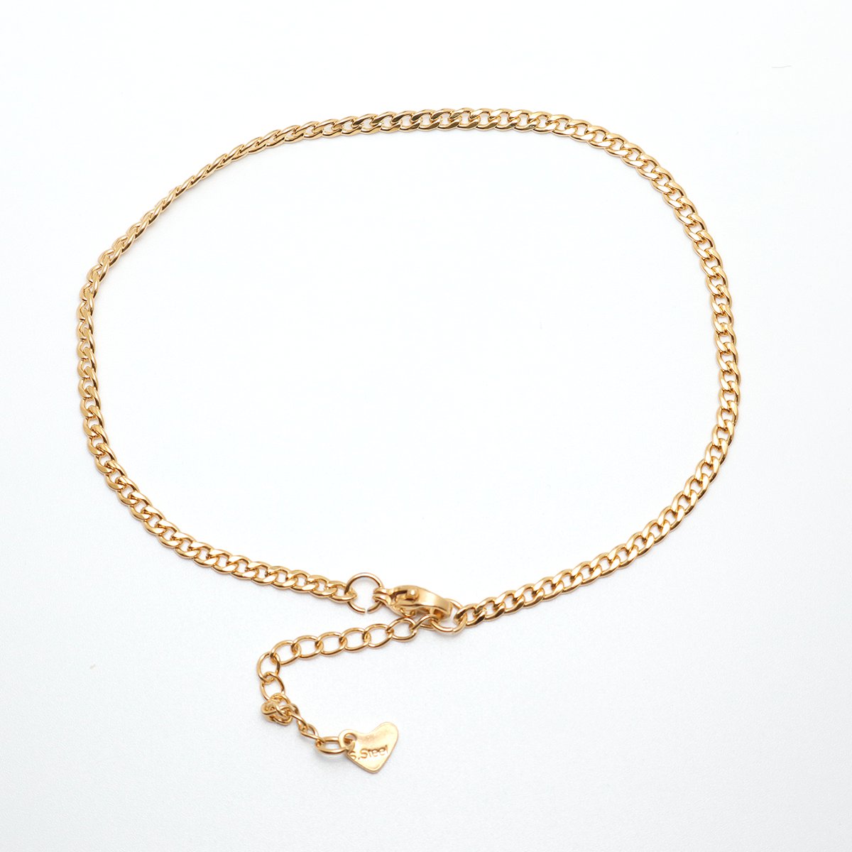 Curb Chain Golden Stainless Steel Anklet