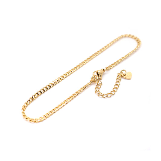 Curb Chain Golden Stainless Steel Anklet