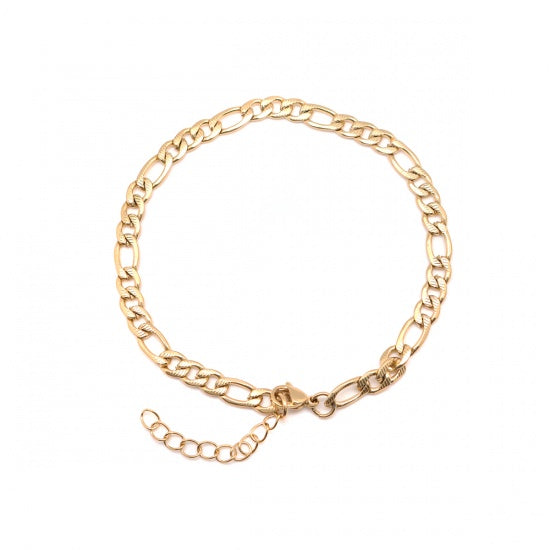 Figaro Chain Golden Stainless Steel Anklet