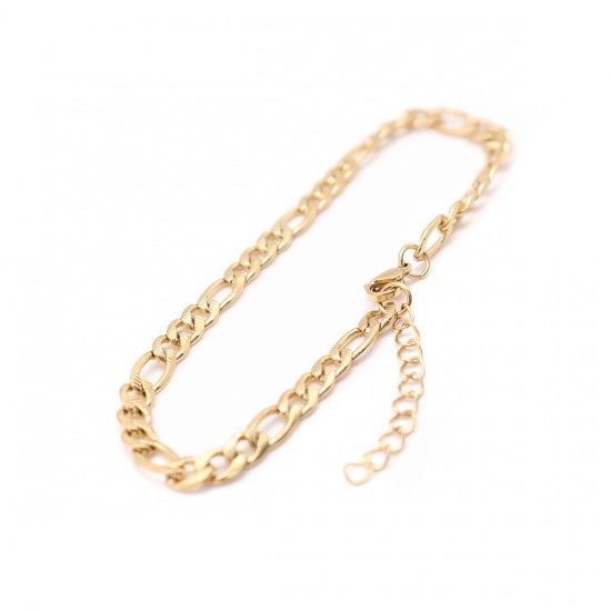 Figaro Chain Golden Stainless Steel Anklet