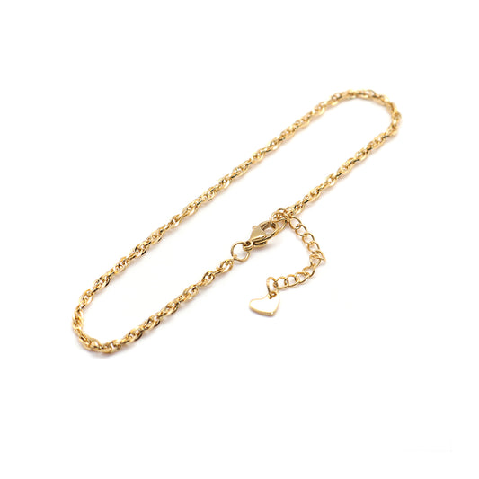 Rope Chain Golden Stainless Steel Anklet